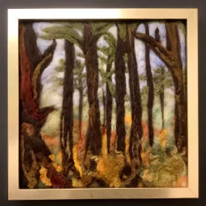 “Forest Walk”Hand Felted Framed Art