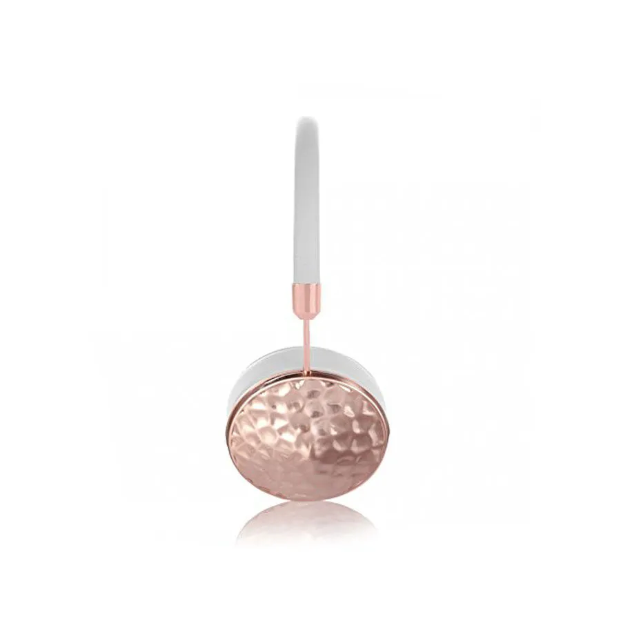 Frends Taylor White Leather Over-the-Ear Headphones Bundle - Hammered Rose Gold