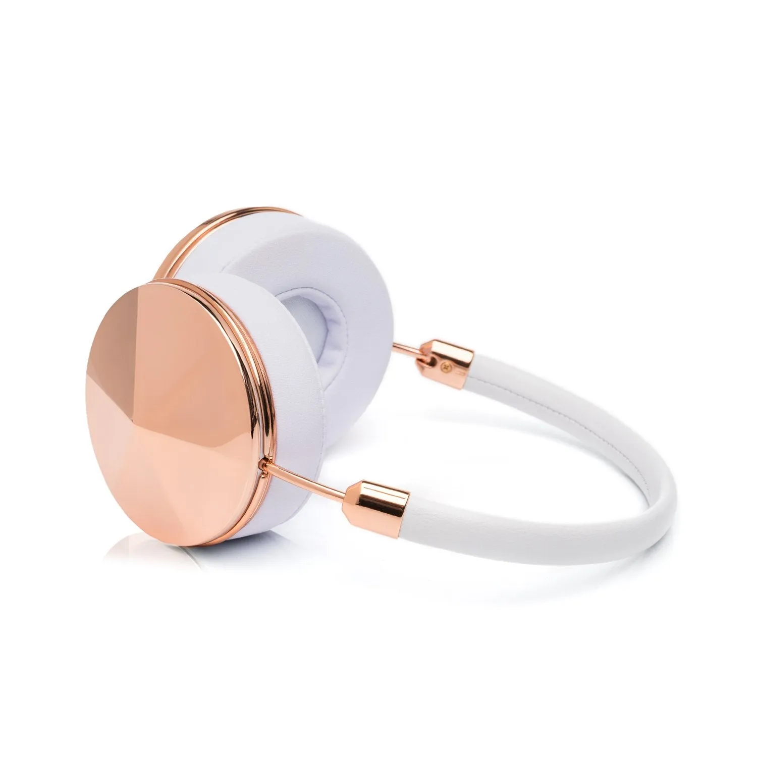 Frends Taylor White Leather Over-the-Ear Headphones Bundle - Hammered Rose Gold