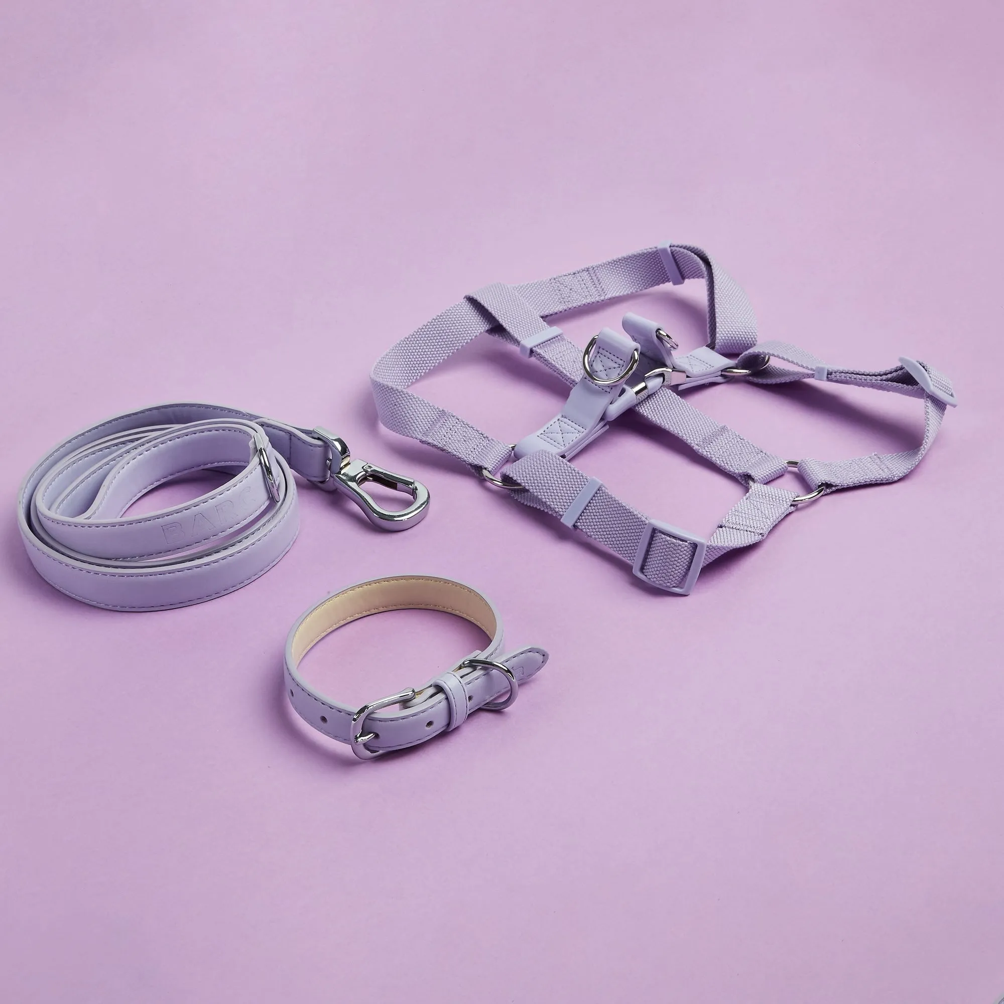 Fresh Lilac Dog Collar, Harness & Lead Set