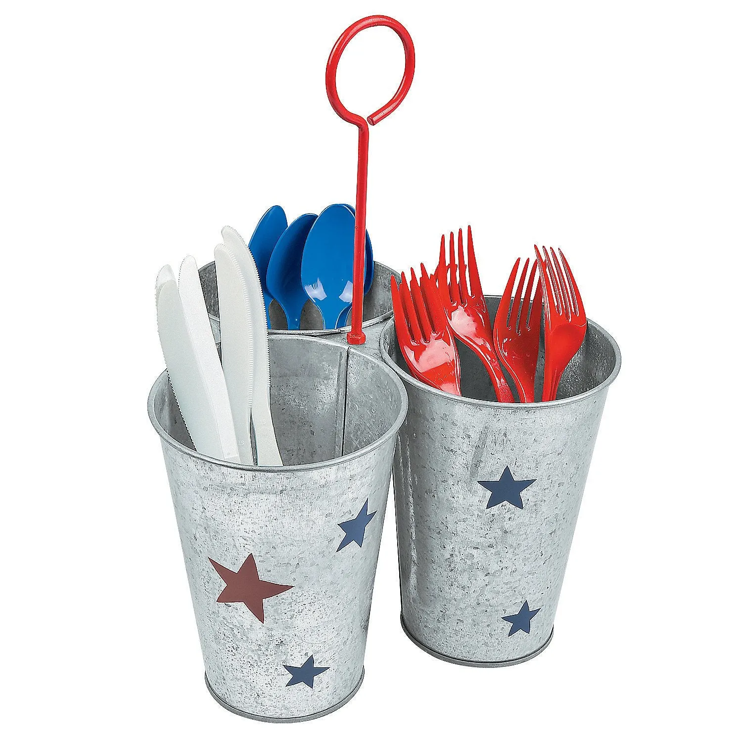 Fun Express Patriotic Americana Utensil Holder -Perfect for a Patriotic Picnic Table or Cookout
