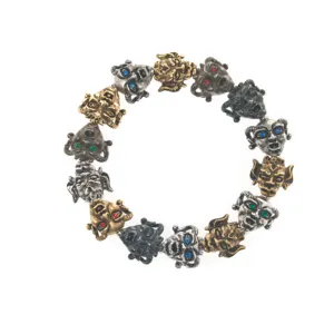 Gargoyles Gold/Silver/Hematite Tone with Mixed Crystal Eyes Stretch Bracelet