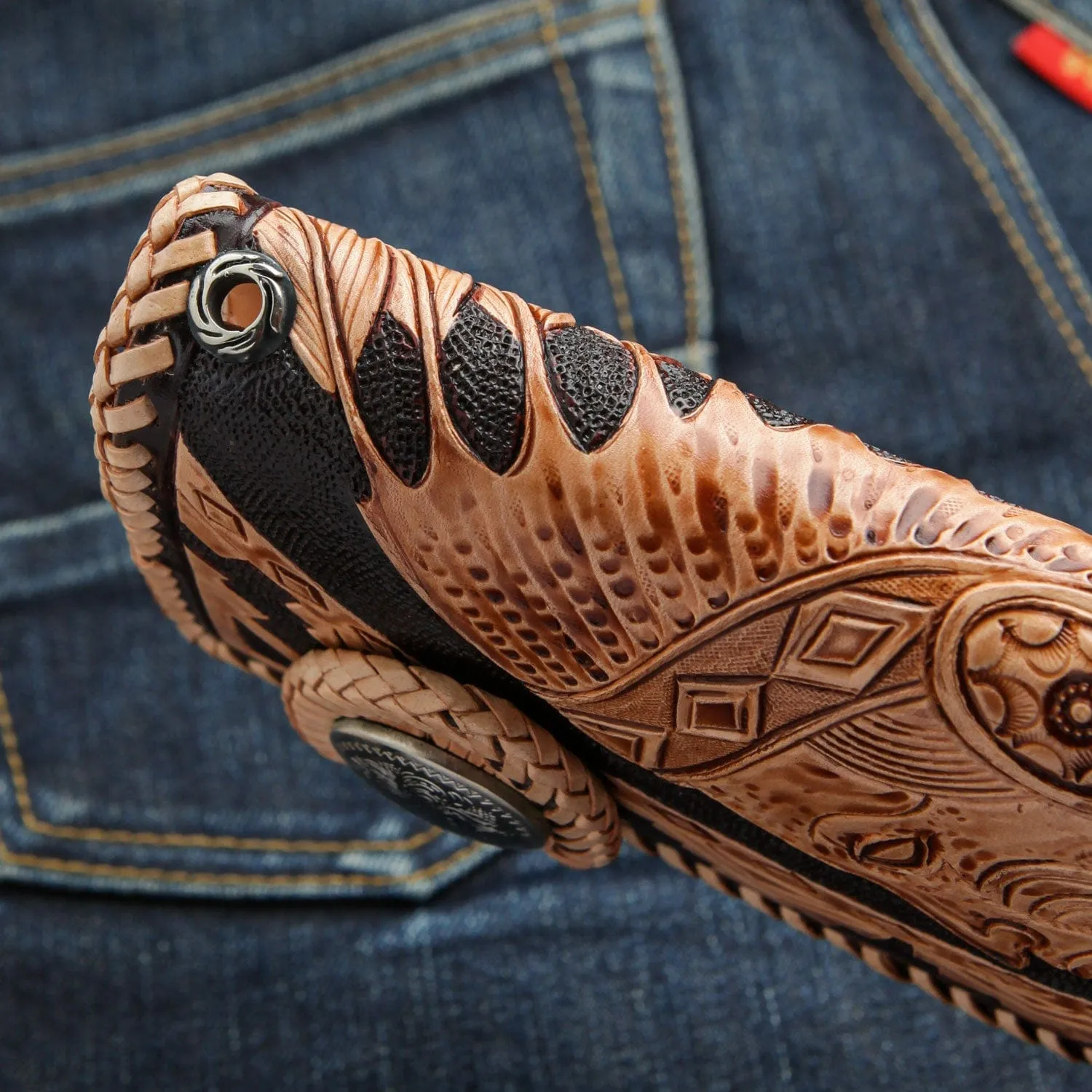 Genuine Leather Indian Face Harley Biker Wallet