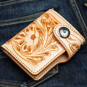 Genuine Leather Light Brown Cowboy Western Wallet