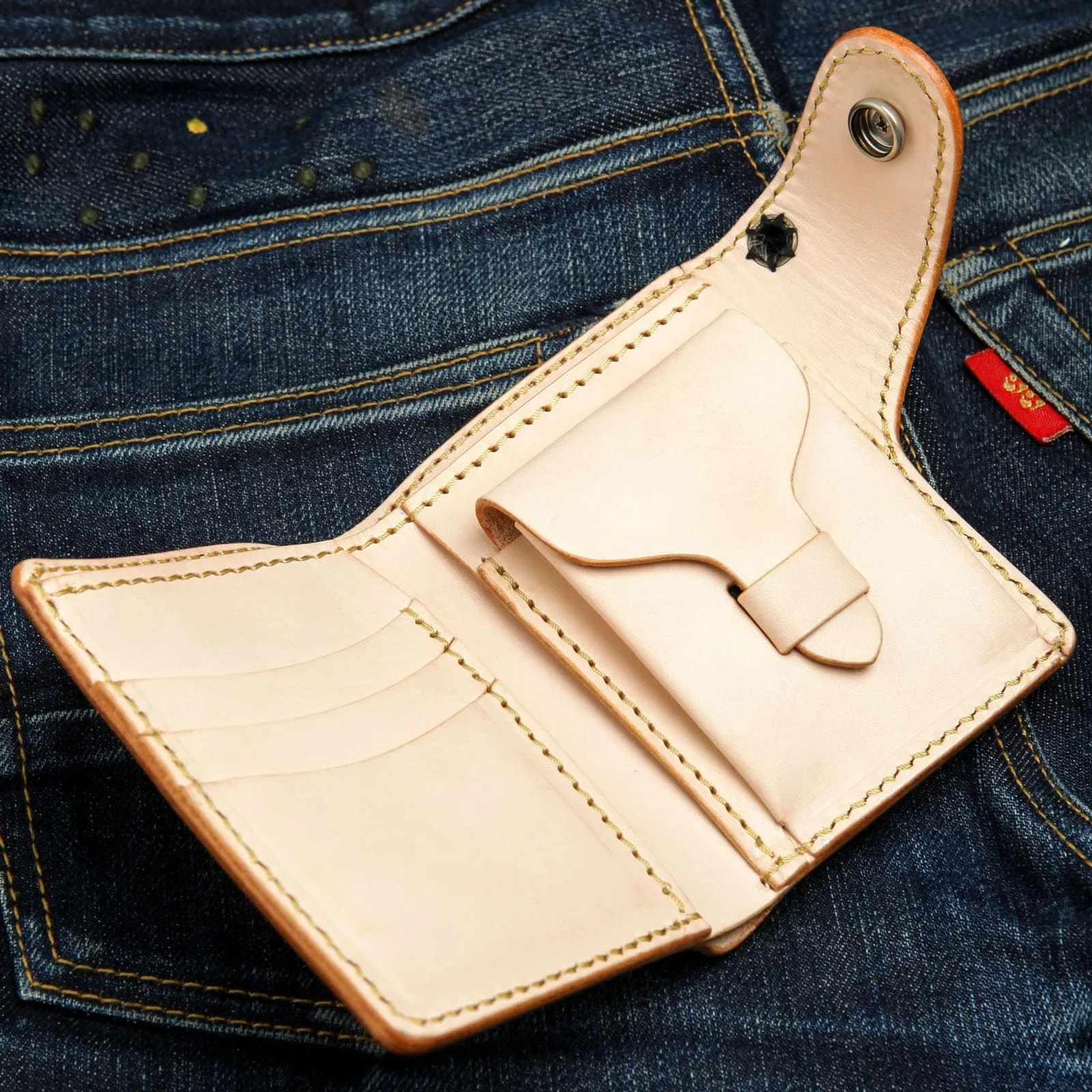 Genuine Leather Light Brown Cowboy Western Wallet