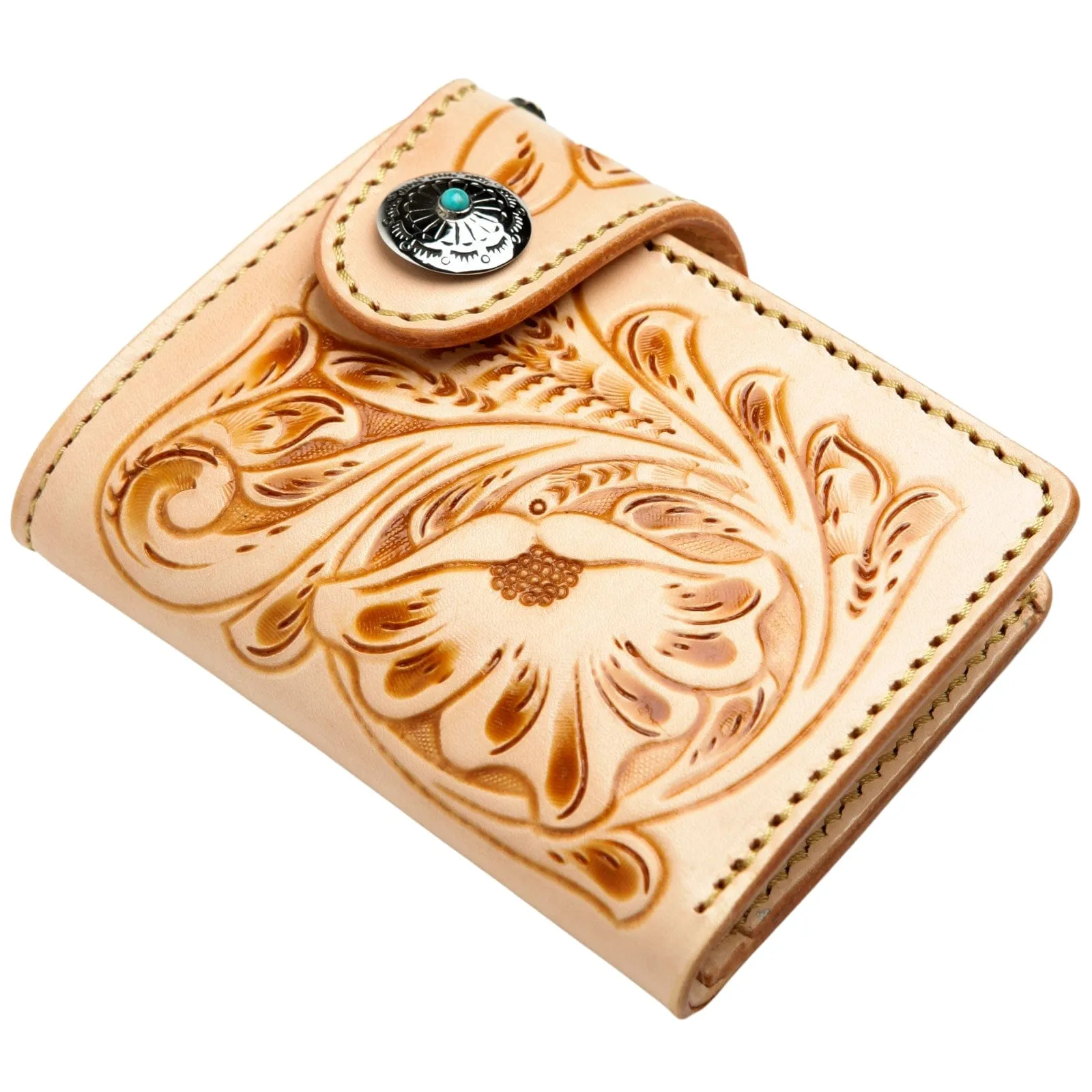 Genuine Leather Light Brown Cowboy Western Wallet