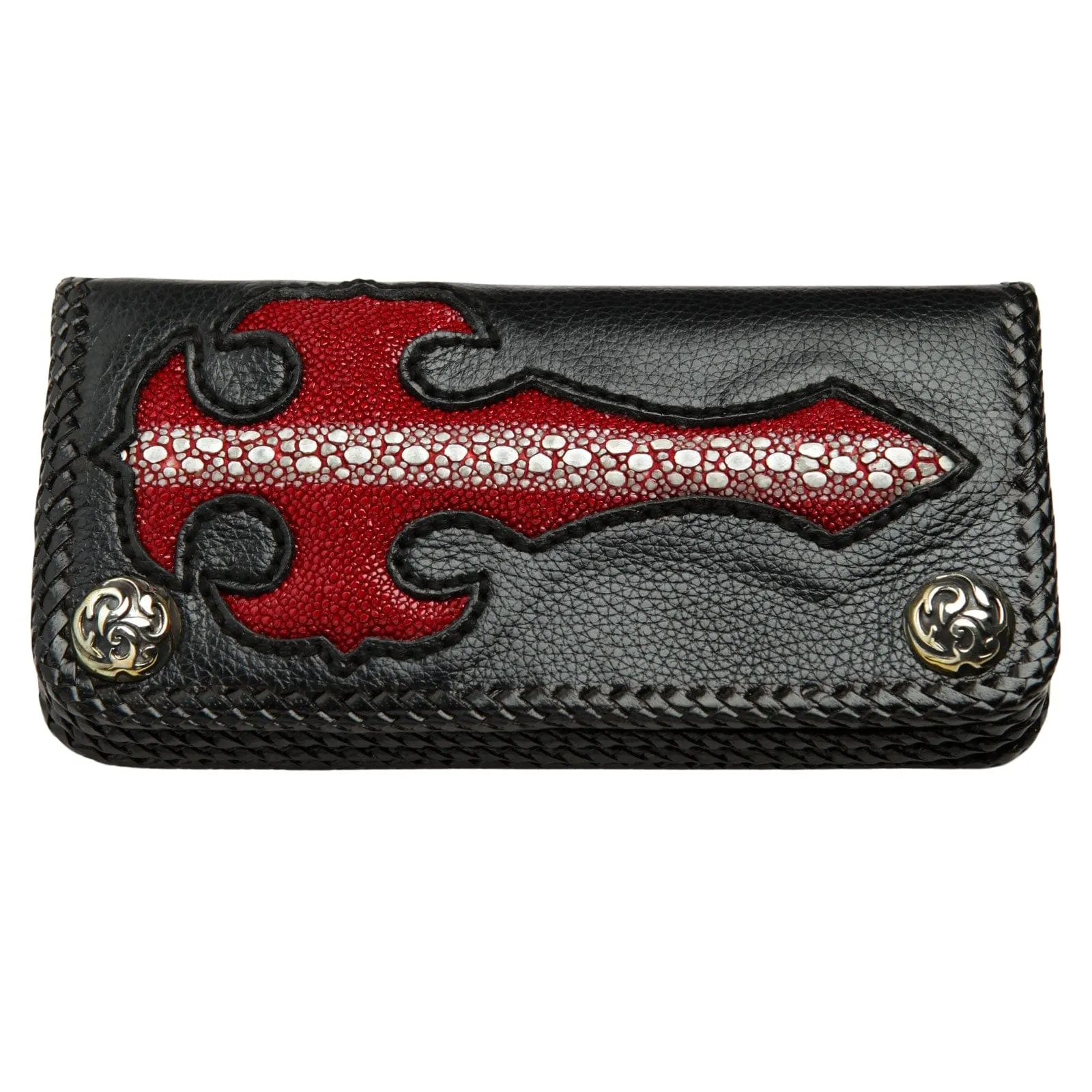 Genuine Stingray Red Gothic Cross Long Biker Chain Wallet