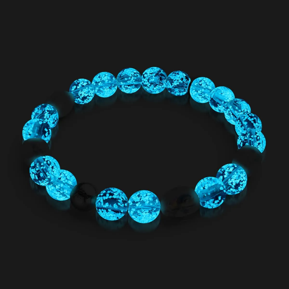 Ghostly Aura | .925 Sterling Silver | Firefly Glass Skull Bracelet