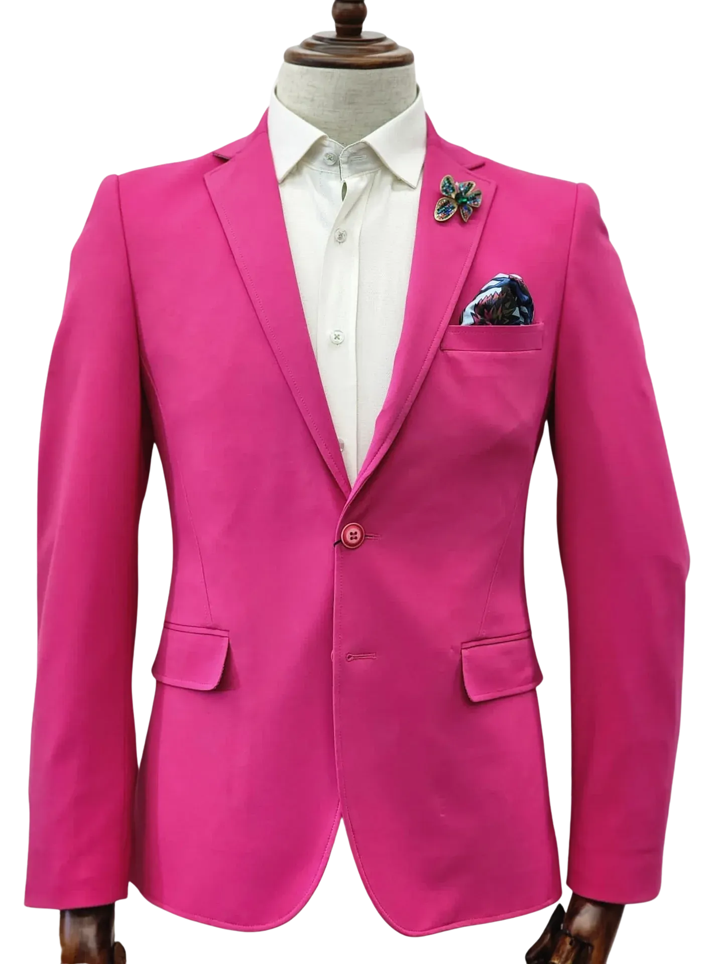 Giovanni Testi Traveler 2 Button Stretch Slim Fit Suit GTRVL2N-01 Hot Pink