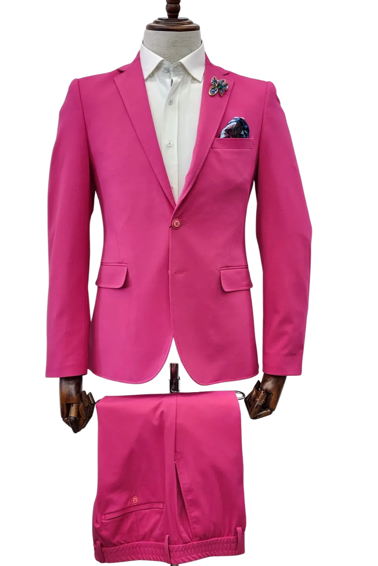 Giovanni Testi Traveler 2 Button Stretch Slim Fit Suit GTRVL2N-01 Hot Pink