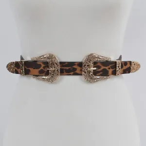 Girls On Film Stretch Waist Belt - Leopard