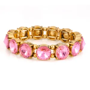 GOLD PINK CRYSTAL STRETCH BRACELETS #PB50753GPK