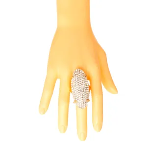 Gold Rhinestone Elongated Ring