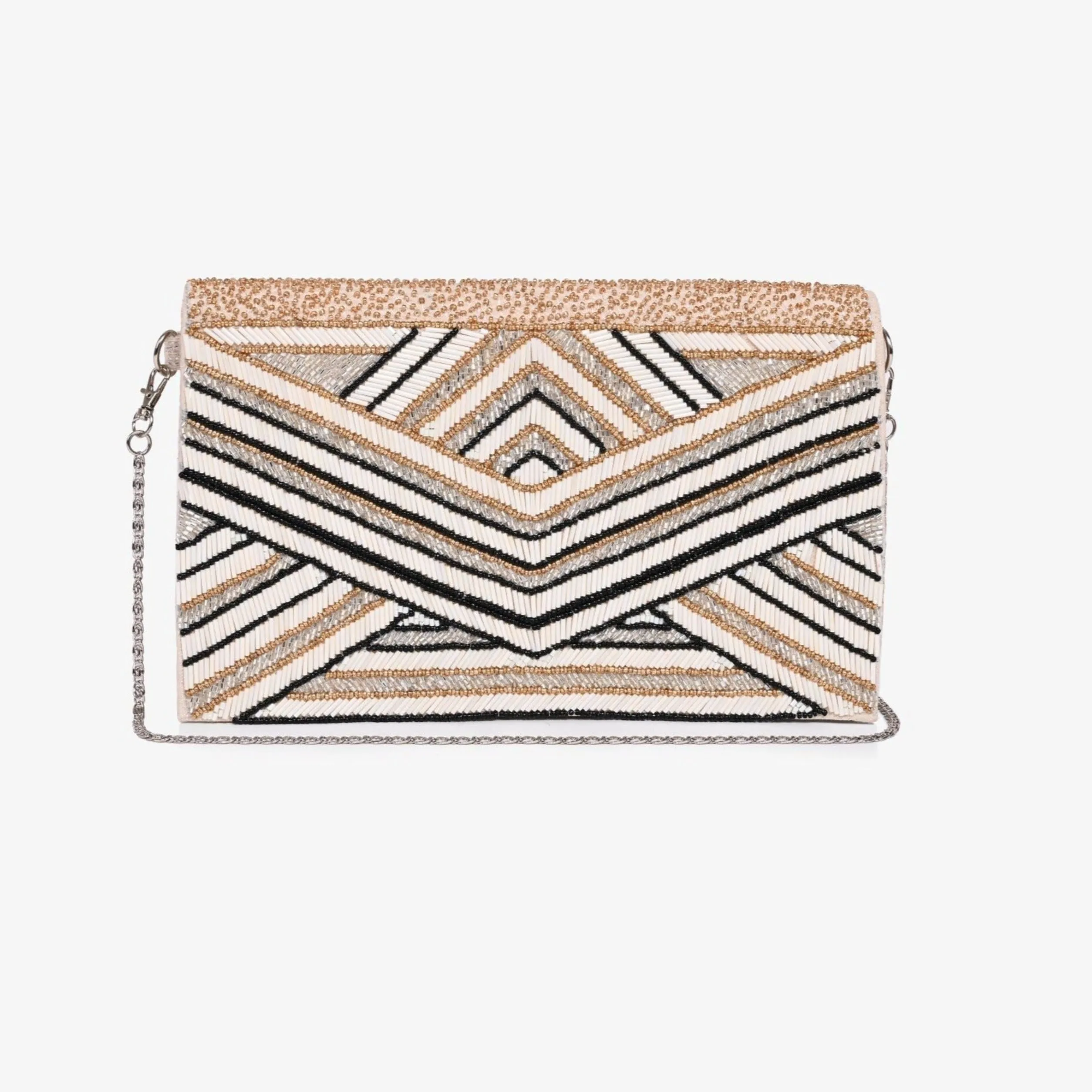 Golden Glam Beaded Clutch