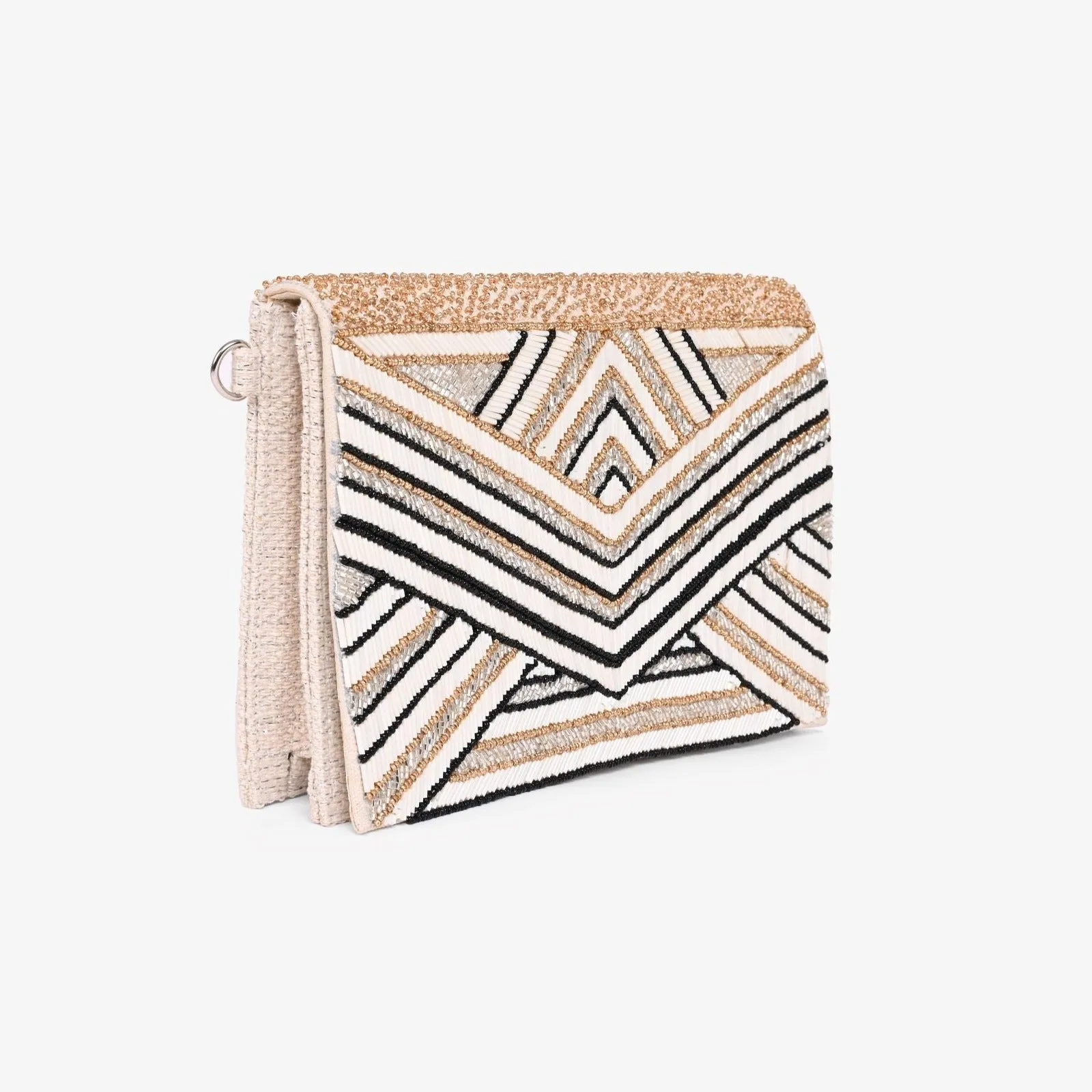 Golden Glam Beaded Clutch