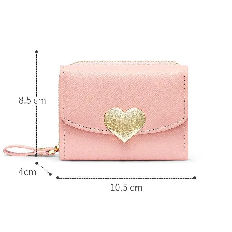 Golden Heart 3 fold Wallet