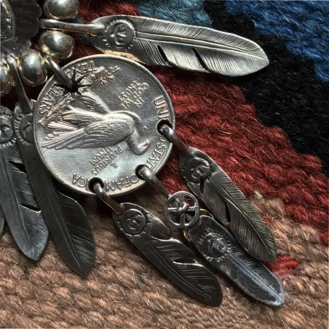 Goros Eagle With Feather & Red Beads Setup