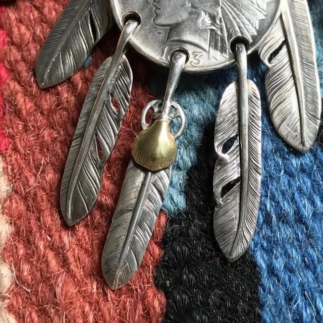 Goros Eagle With Feather & Red Beads Setup