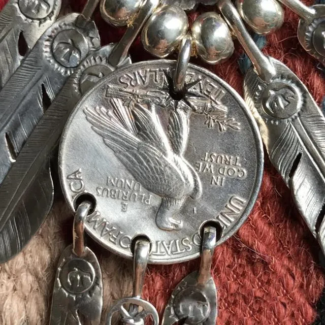 Goros Eagle With Feather & Red Beads Setup
