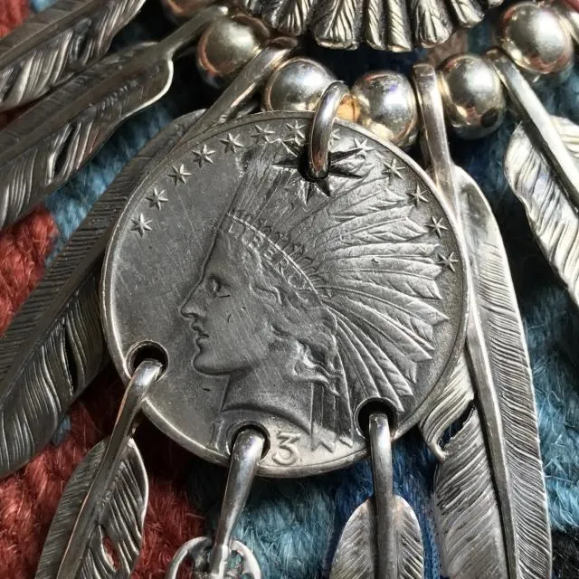 Goros Eagle With Feather & Red Beads Setup