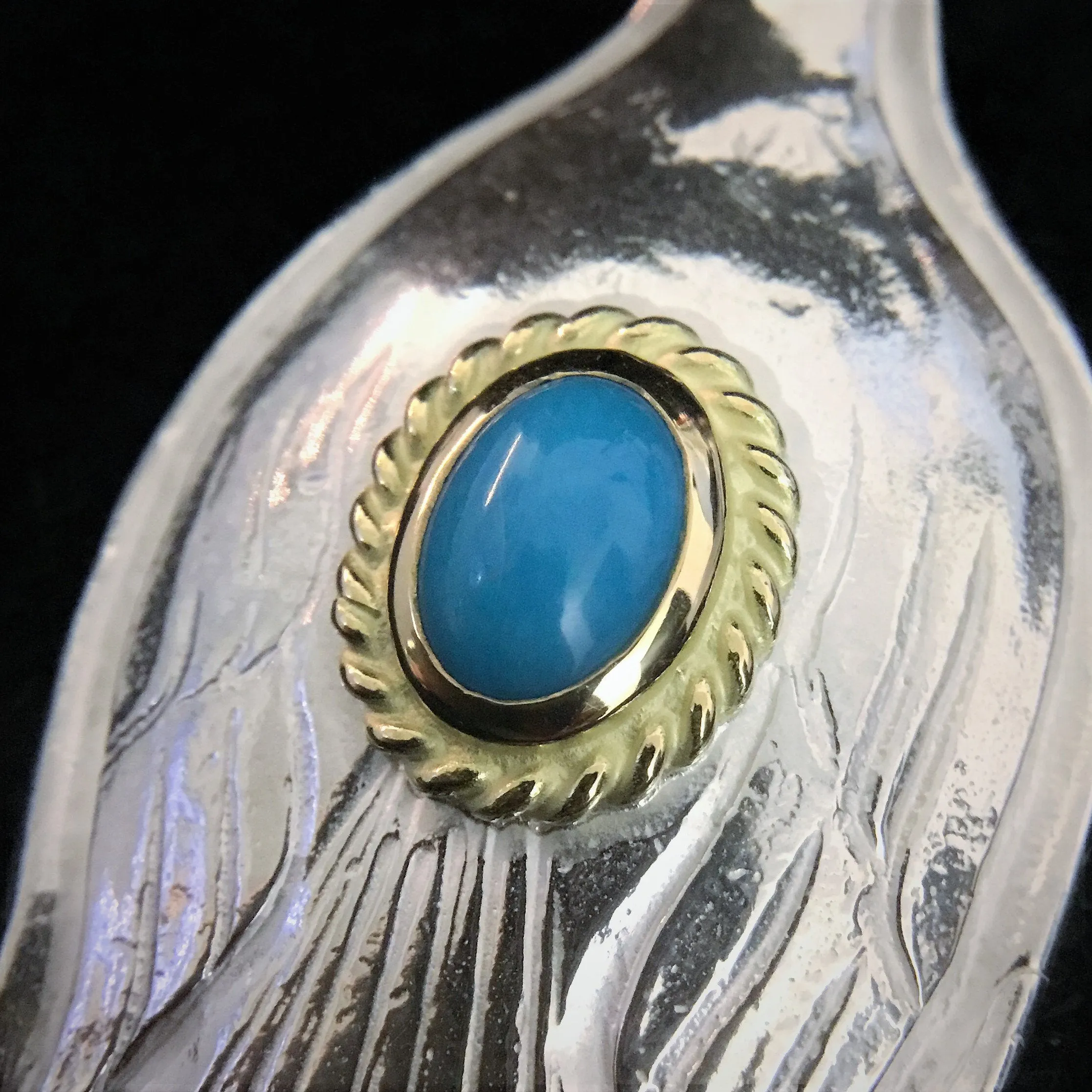 Goros Gold Rope Turquoise Spoon - Silver And Gold