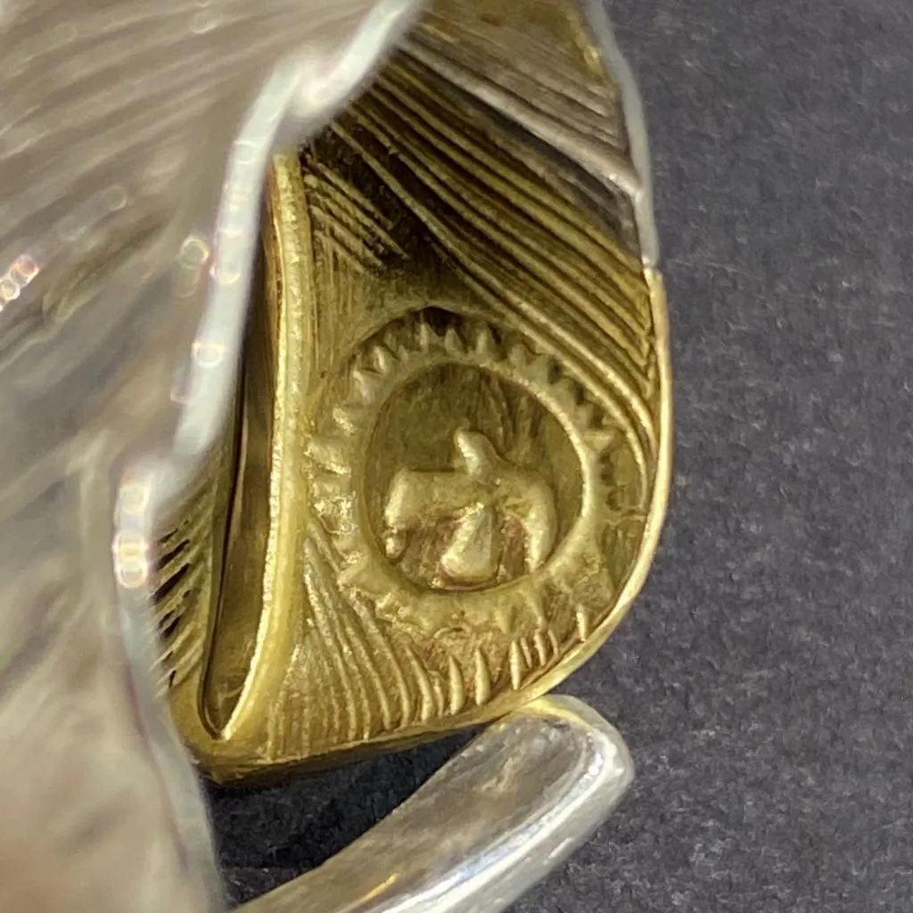 Goros Gold Tip Feather Ring With Metal - Silver And Gold