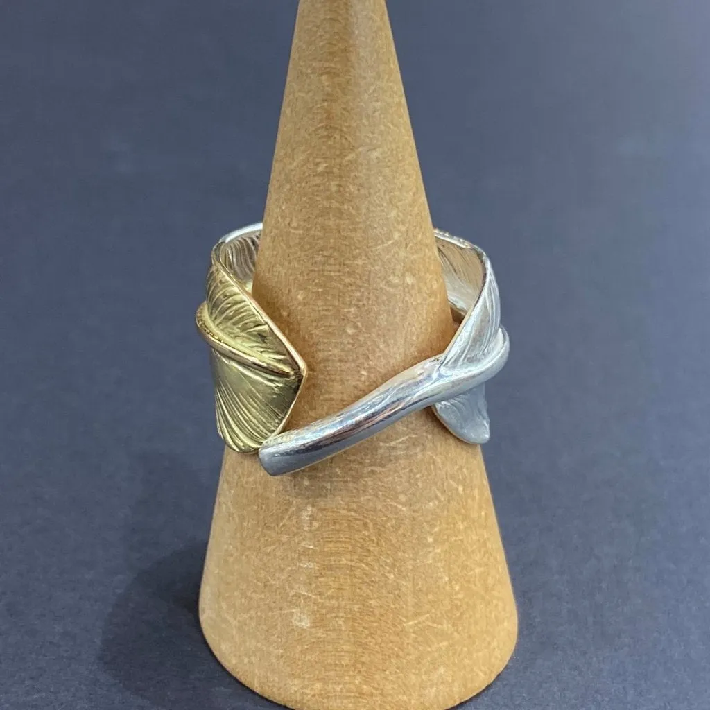 Goros Gold Tip Feather Ring With Metal - Silver And Gold