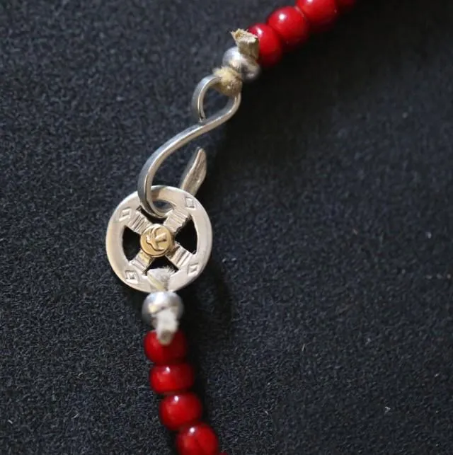 Goros Silver Feather And Red Beads Setup