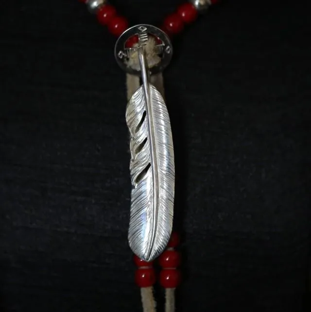 Goros Silver Feather And Red Beads Setup