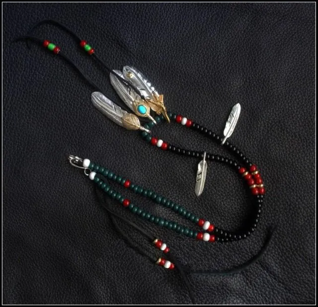 Goros Triple Silver, Gold And Turquoise Feather Setup