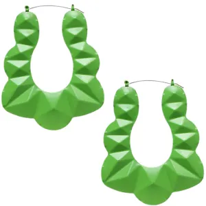 Green Large Bamboo Doorknocker Earrings