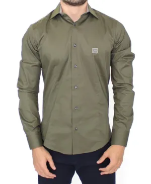 Green stretch cotton shirt