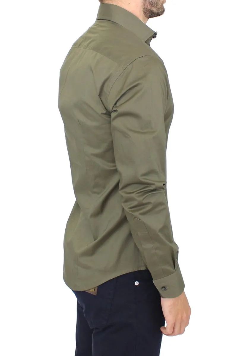 Green stretch cotton shirt