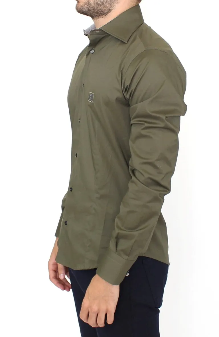 Green stretch cotton shirt