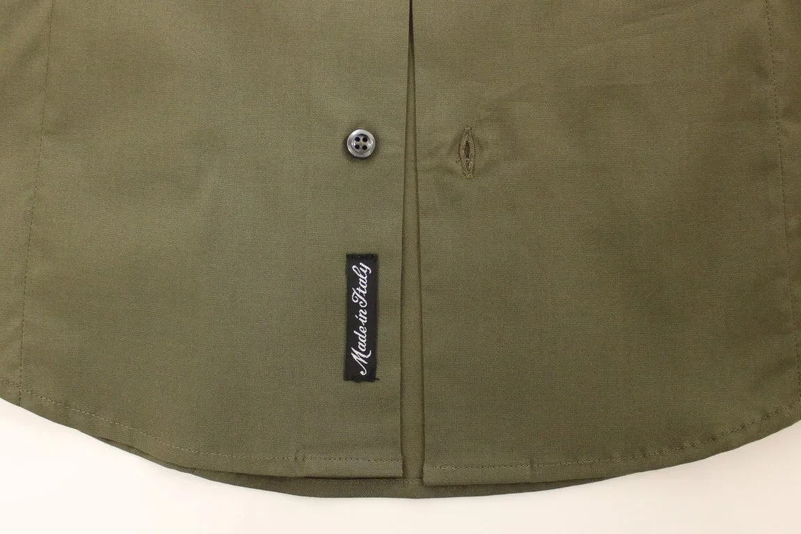 Green stretch cotton shirt