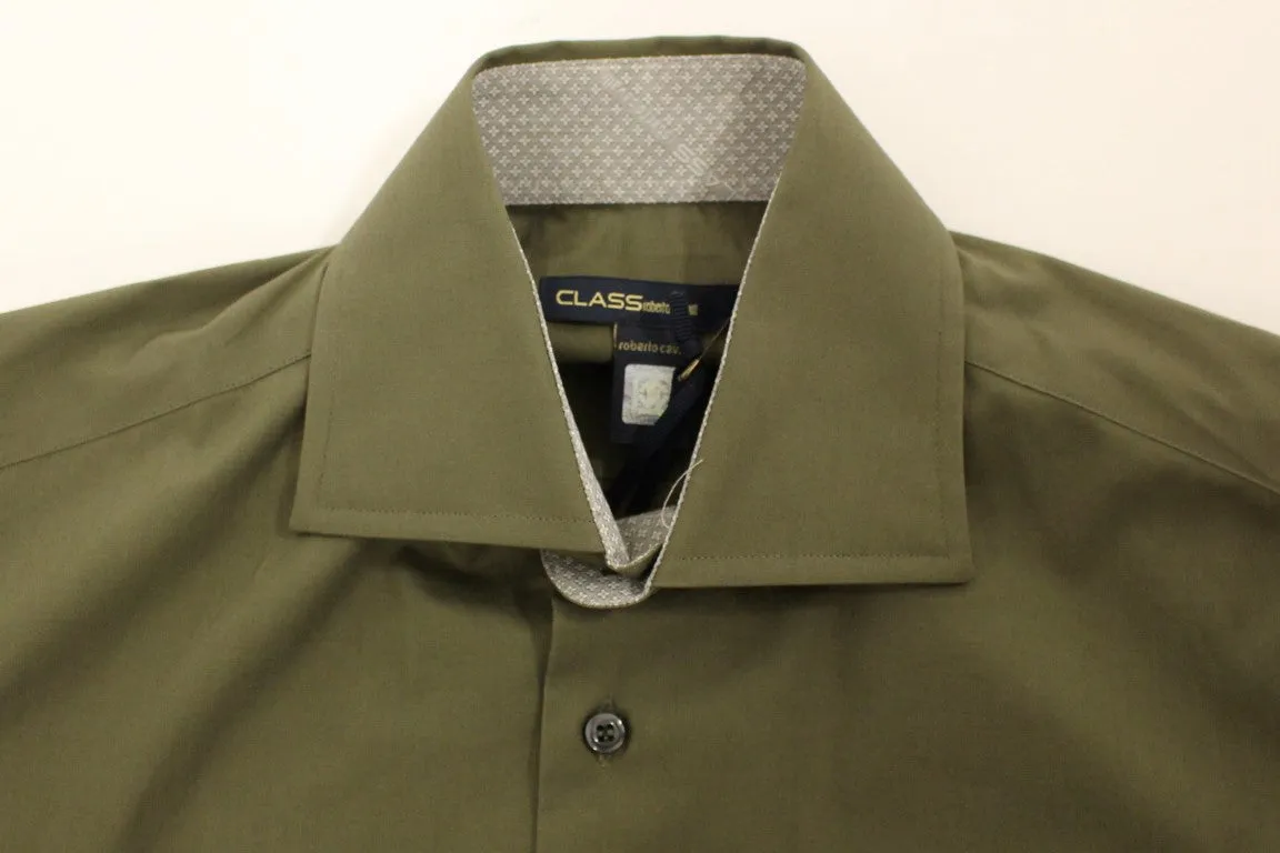 Green stretch cotton shirt