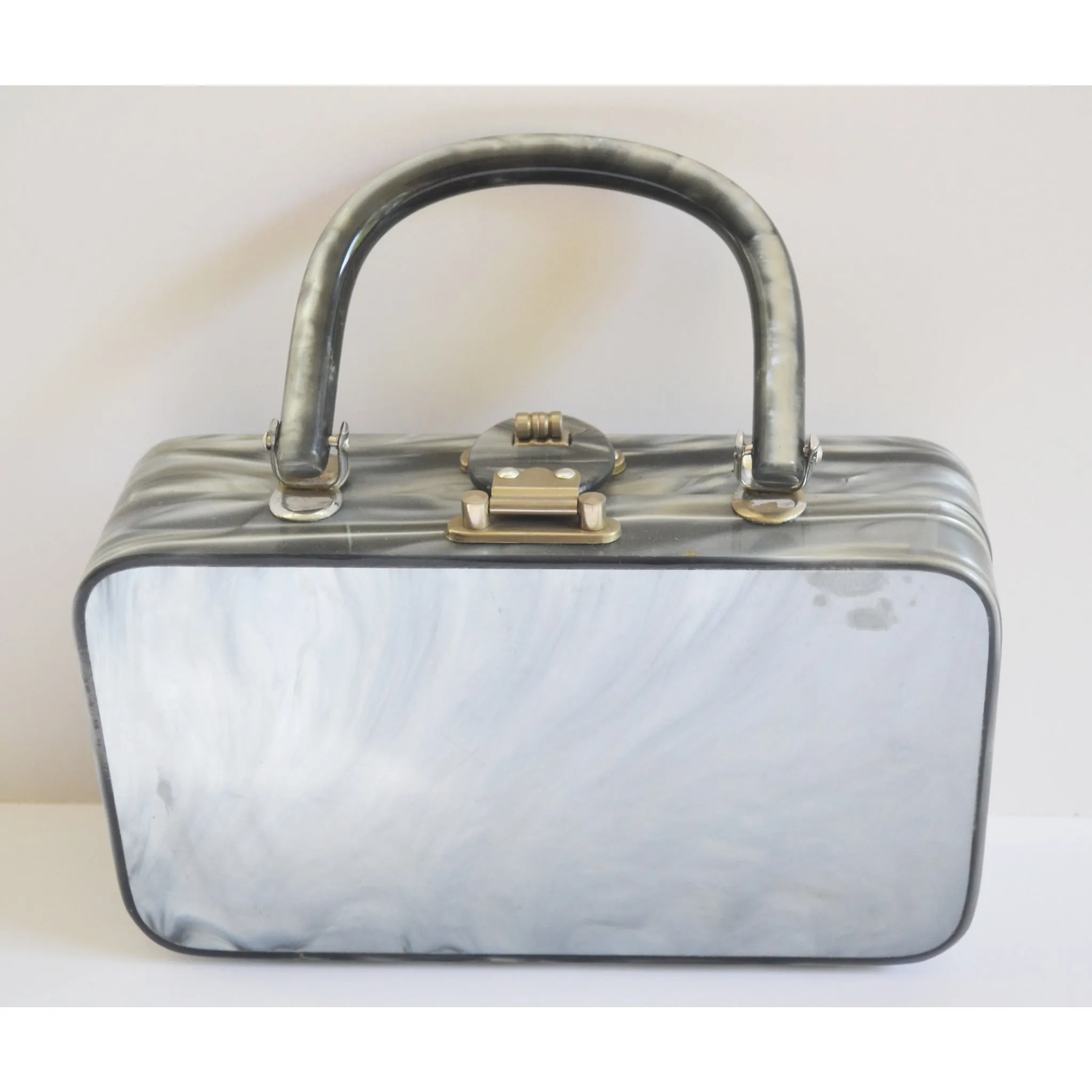 Grey Lucite Briefcase Style Purse