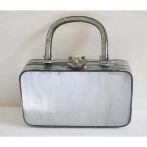 Grey Lucite Briefcase Style Purse