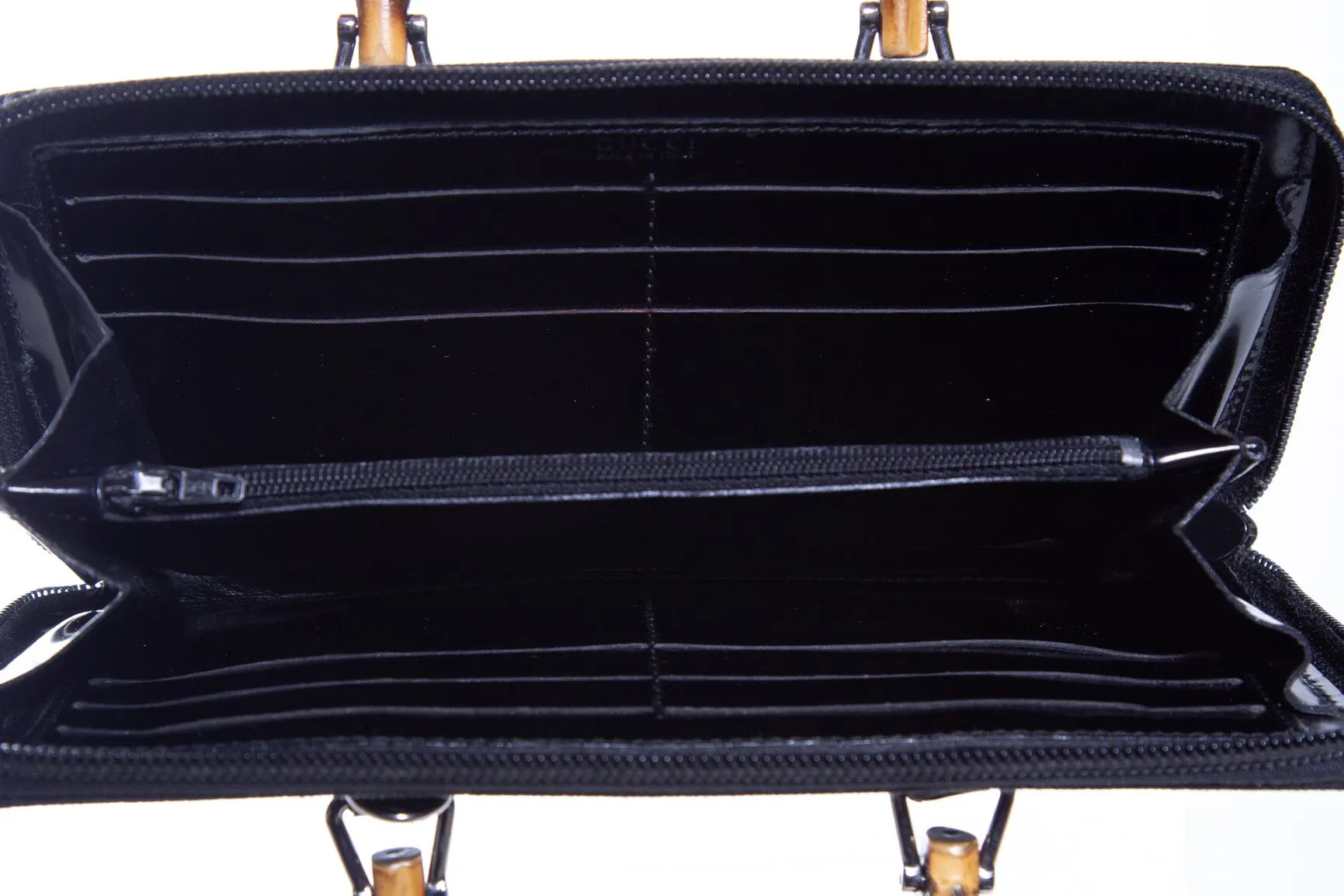 Gucci Black Nylon Bamboo Handle Wallet