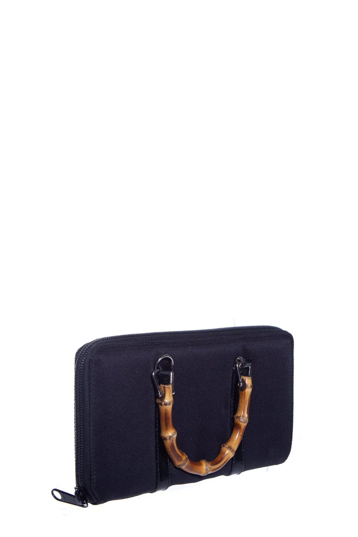 Gucci Black Nylon Bamboo Handle Wallet