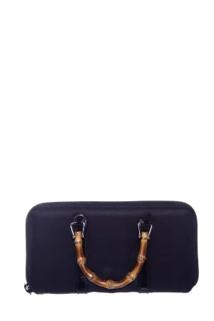 Gucci Black Nylon Bamboo Handle Wallet