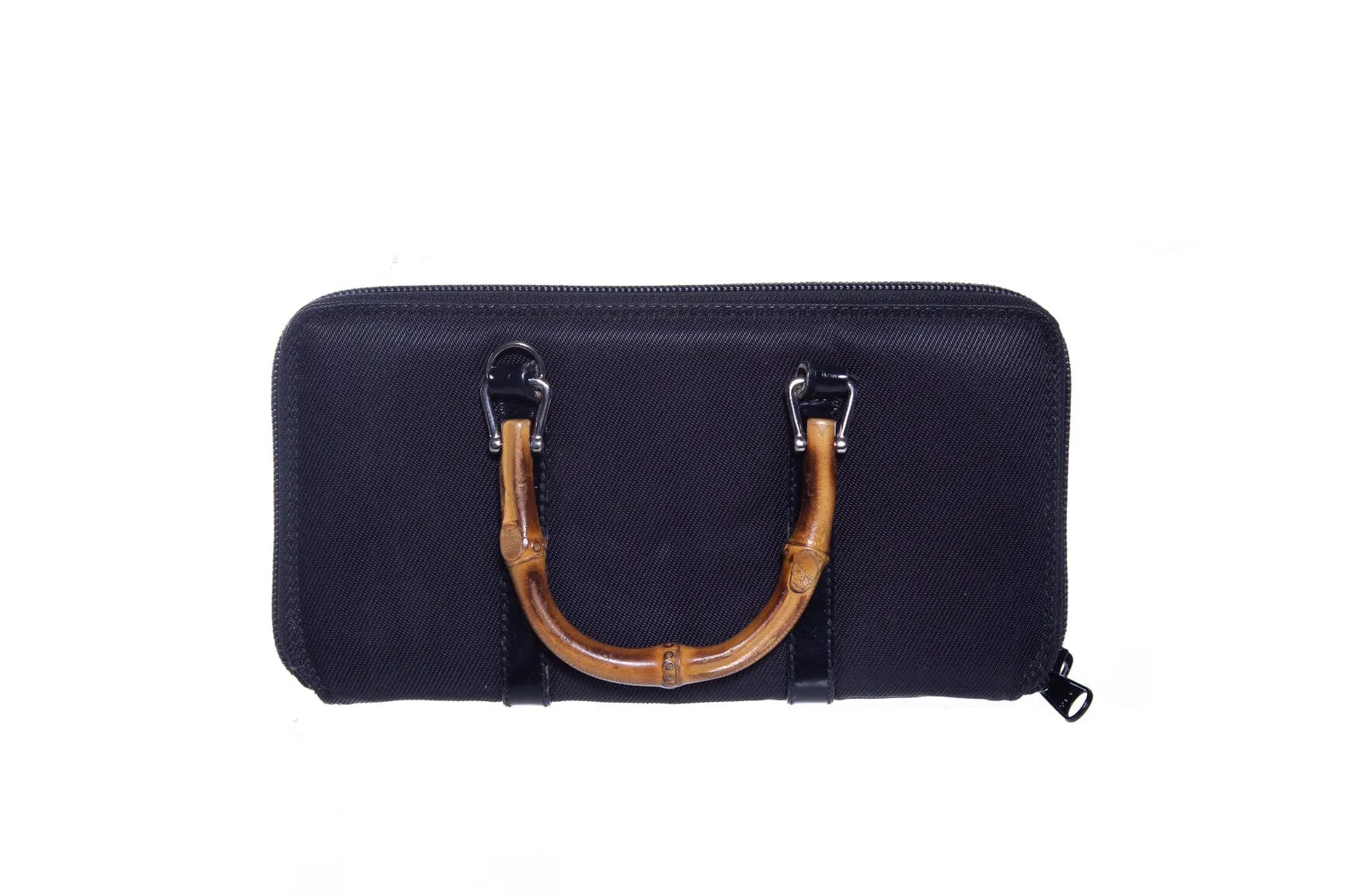 Gucci Black Nylon Bamboo Handle Wallet