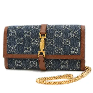 Gucci GG Denim Jackie 1961 Chain Wallet