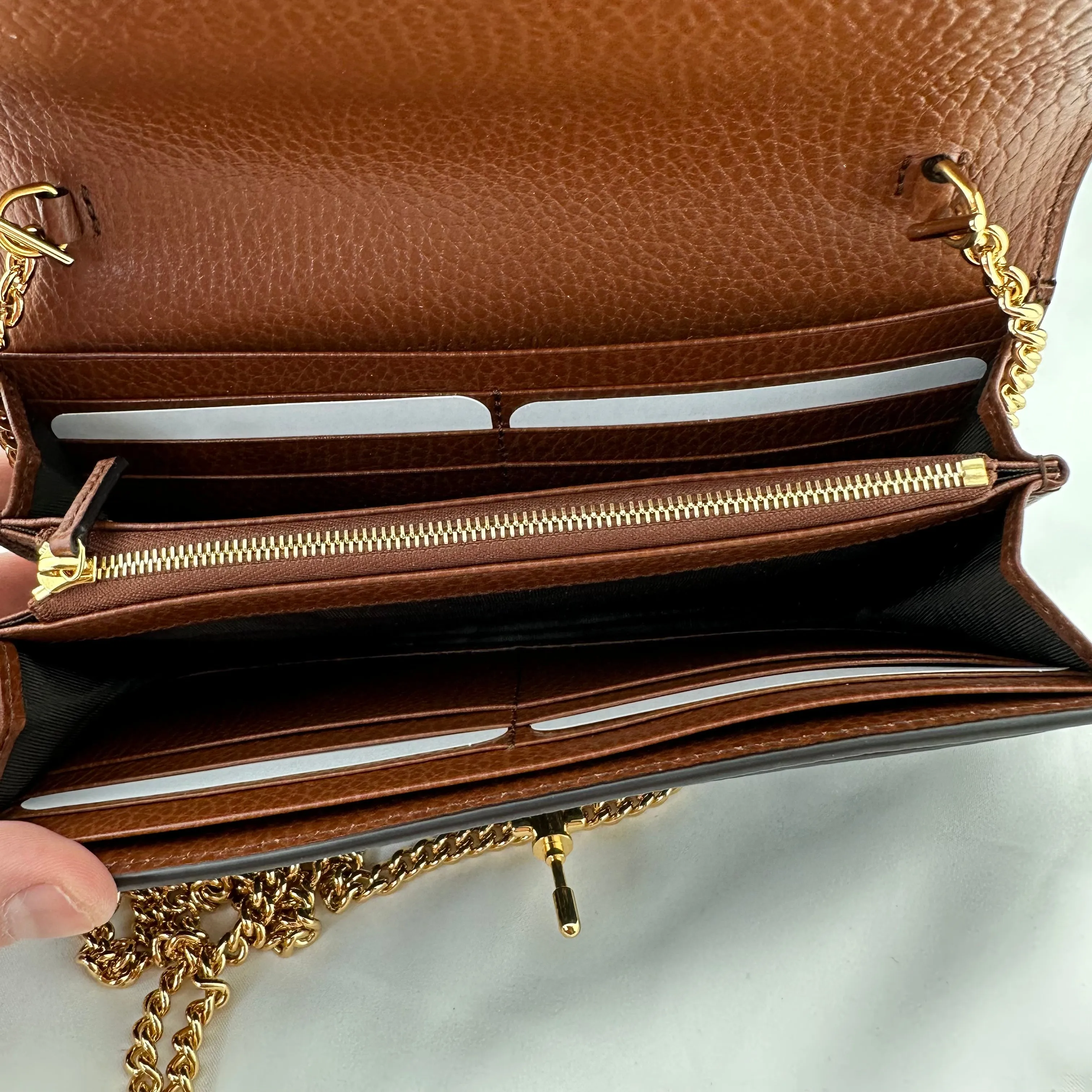 Gucci GG Denim Jackie 1961 Chain Wallet