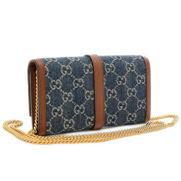 Gucci GG Denim Jackie 1961 Chain Wallet