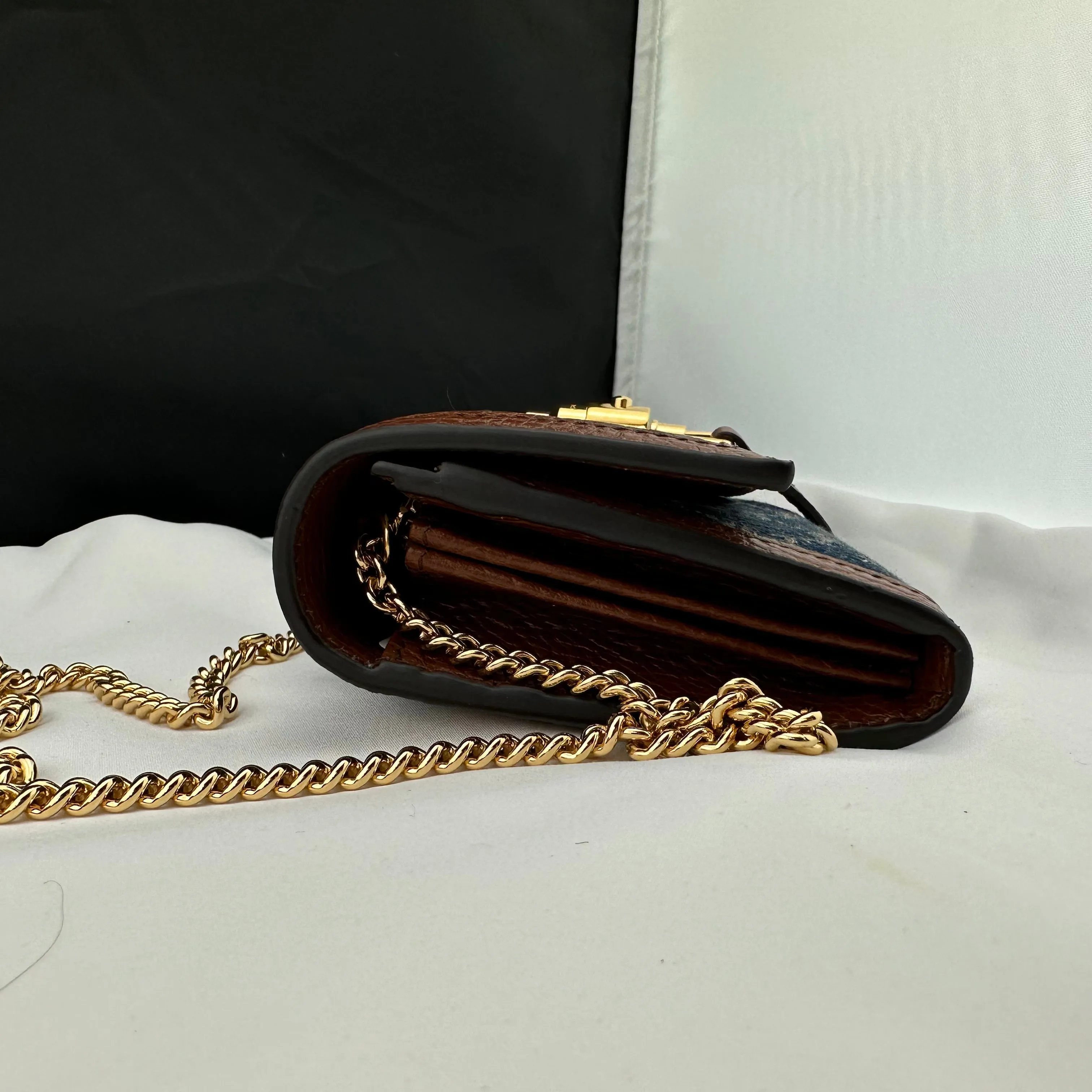 Gucci GG Denim Jackie 1961 Chain Wallet
