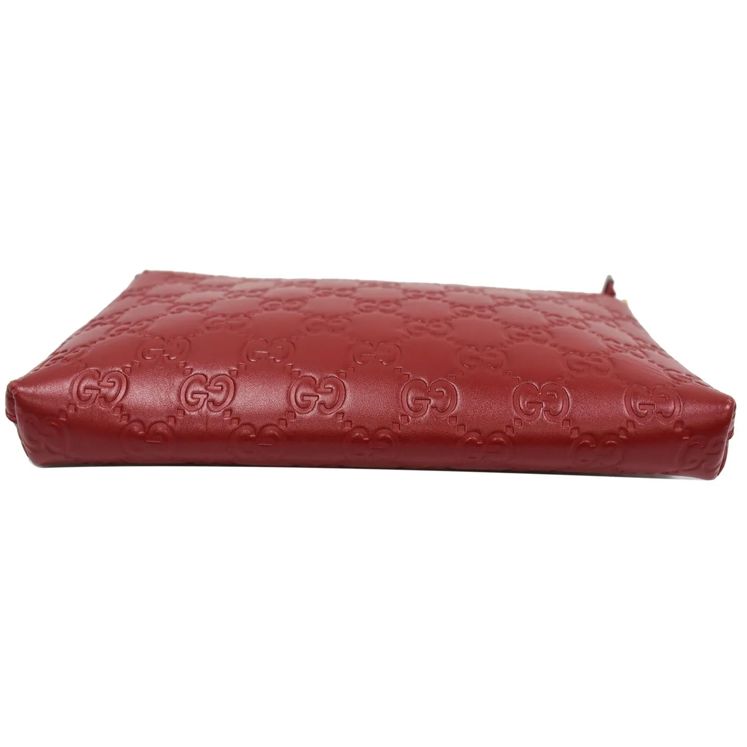 GUCCI Guccissima Leather Chain Wallet Clutch Bag Red 428449