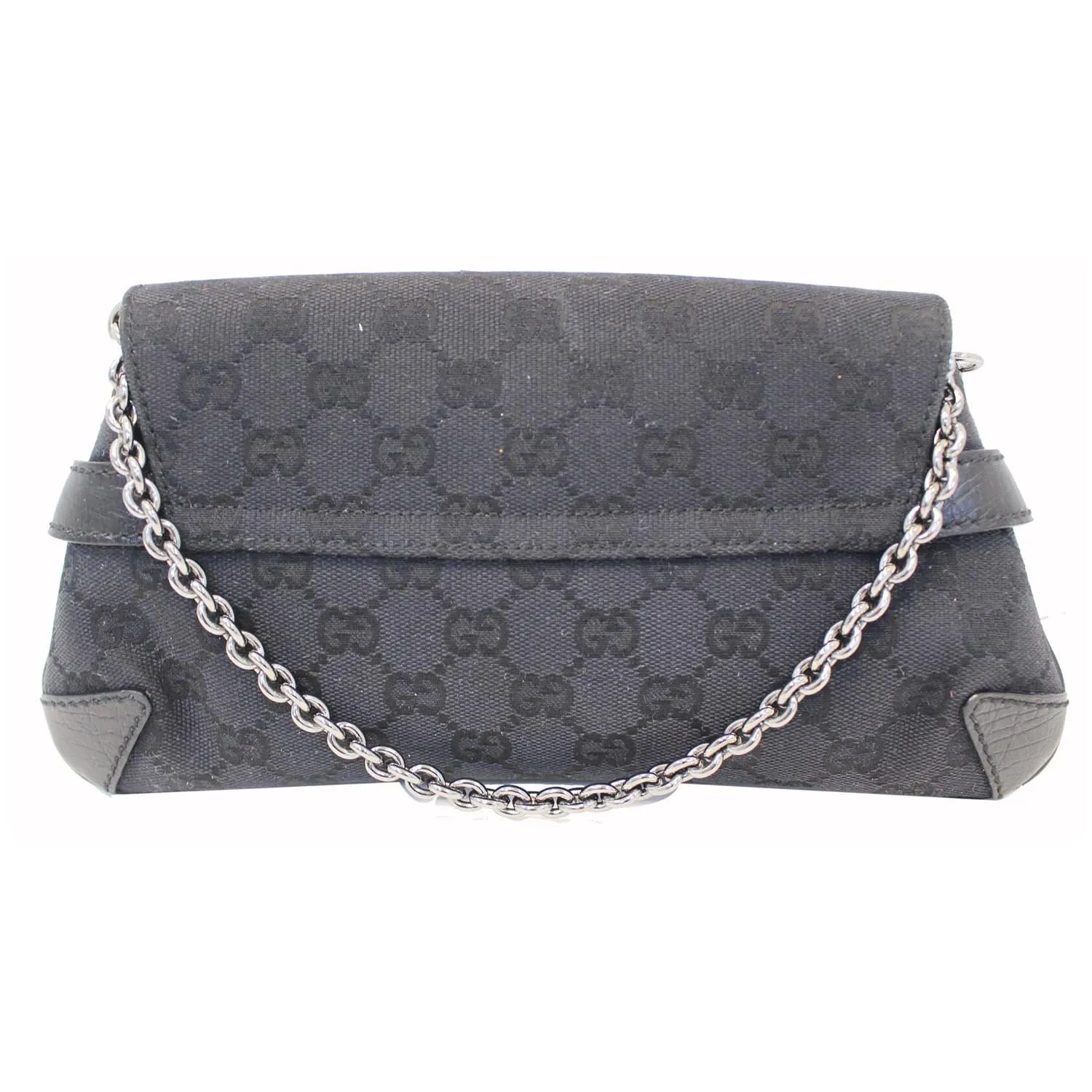 GUCCI Horsebit GG Canvas Clutch Bag Black
