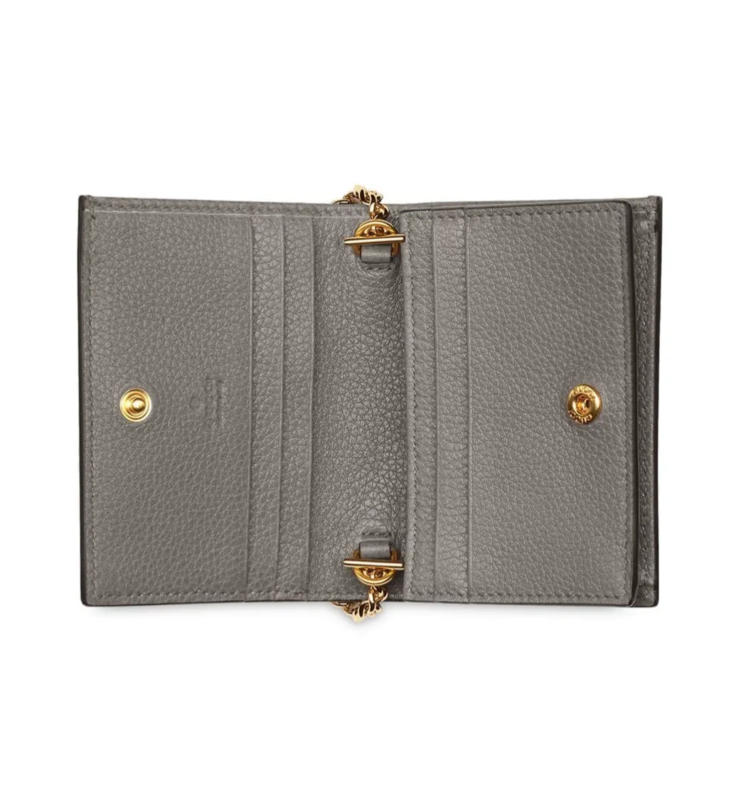 Gucci Zumi Horse-bit Card Case on a Chain in Graphite