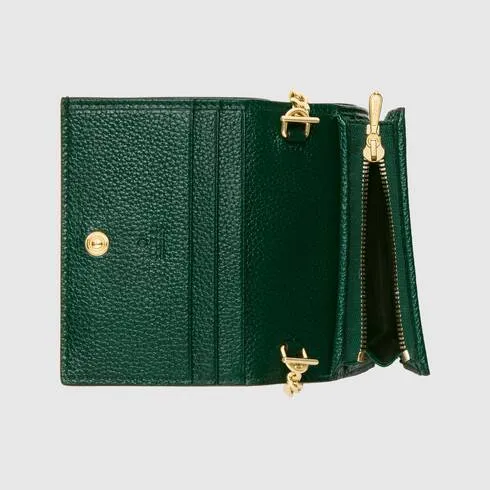 Gucci Zumi Horse-bit Card Case on a Chain in Green